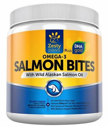 Zesty Paws Omega-3 Salmon Bites EPA & DHA Support Chews for Dogs