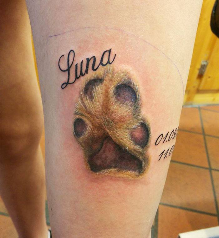 Dog Paw Tattoo With Dog Name
