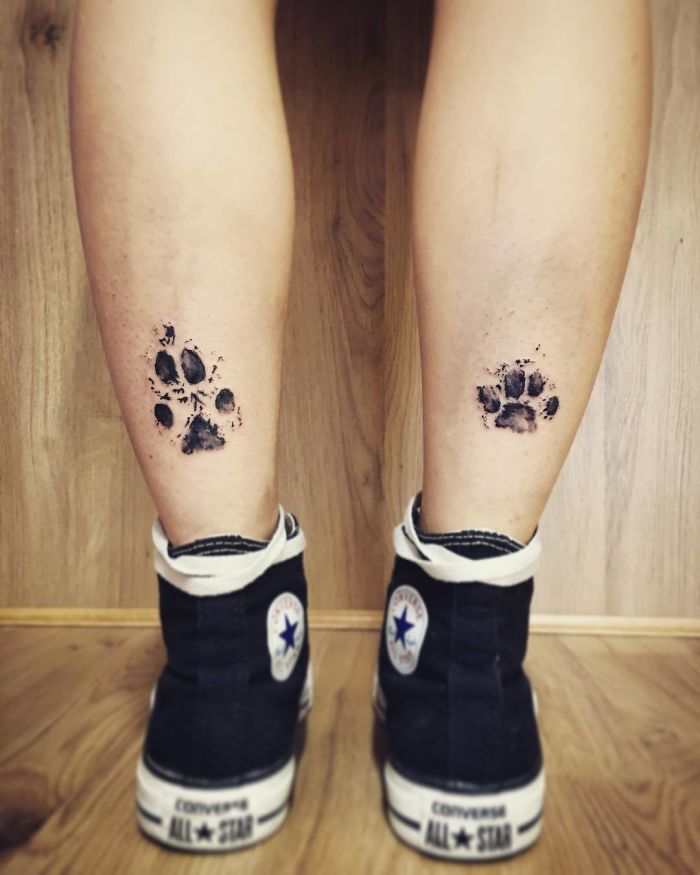 Dog Paw Tattoo on Legs
