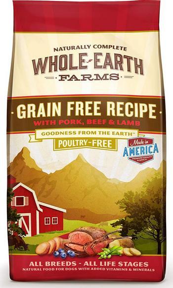 Whole Earth Farms Grain Free Recipe Dry Dog Food Pork, Beef & Lamb