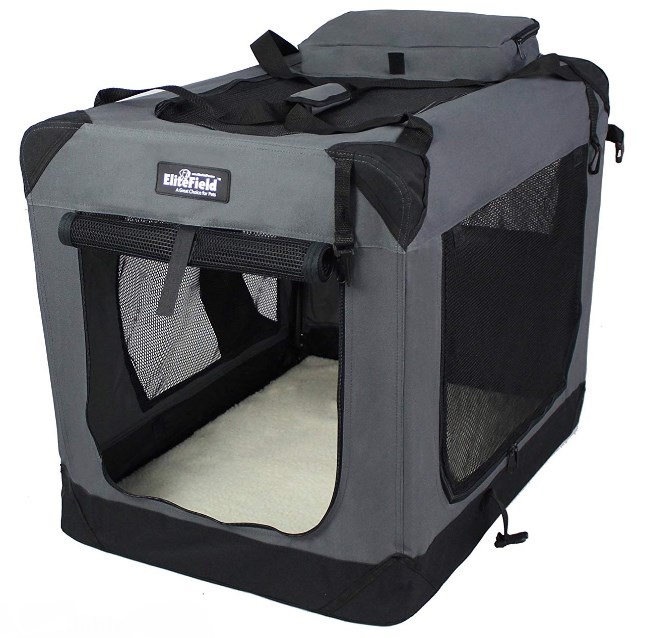 elitefield 3-door folding soft dog crate