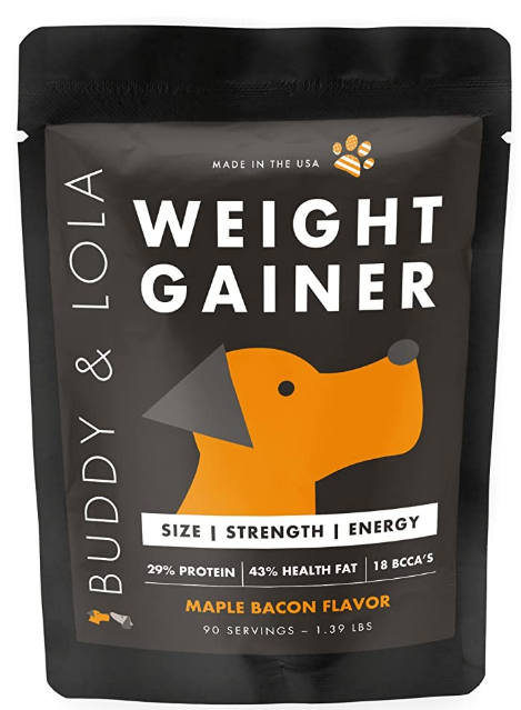 Buddy & Lola Weight Gainer for Dogs (90 Servings) Healthy Weight Gainer Supplement for Dogs. Muscle Builder