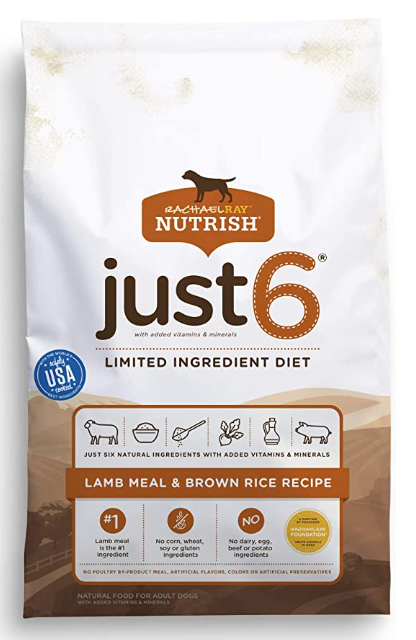 Rachael Ray Nutrish Just 6 Natural Premium Dry Dog Food, Limited Ingredient Diet Lamb