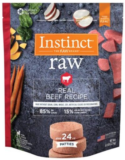 Instinct Frozen Raw Patties Grain-Free Real Beef Recipe